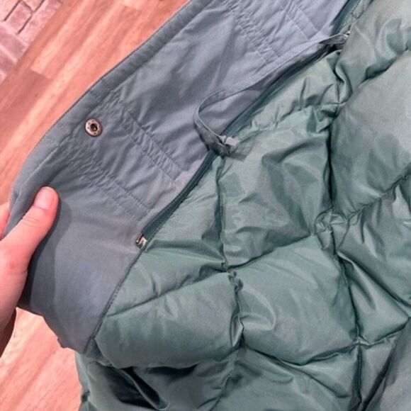 Vintage Utex Women's Snap Front Quilted Down Fur Trim Long Coat Jacket Green 10 - Picture 13 of 16